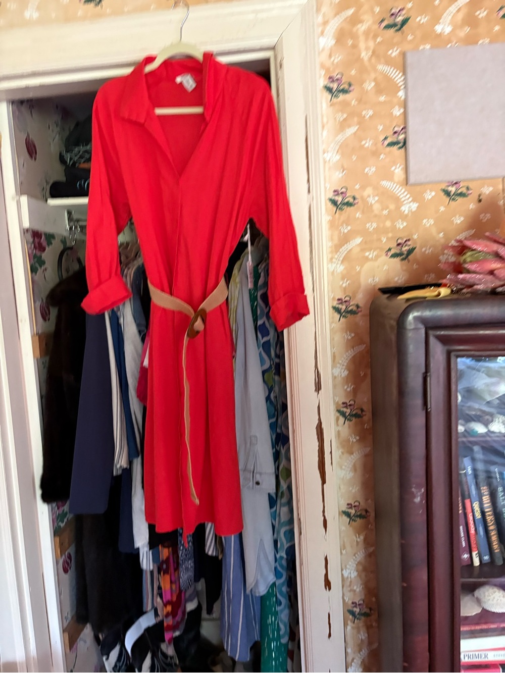 Haute Hippie Vibrant Red Button-Front Midi Dress - Picture 3 of 3